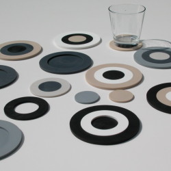 glasonderzetters 6 stuks Mix-It wit, beige, taupe, l.grijs, antraciet, zwart