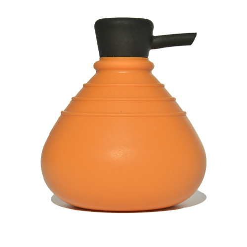 zeepdispenser - Soapbelly - oranje met zwarte dop