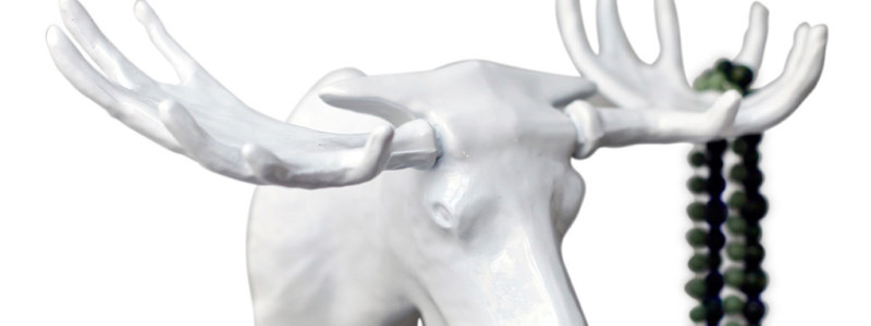 Moose kapstok wit met ketting