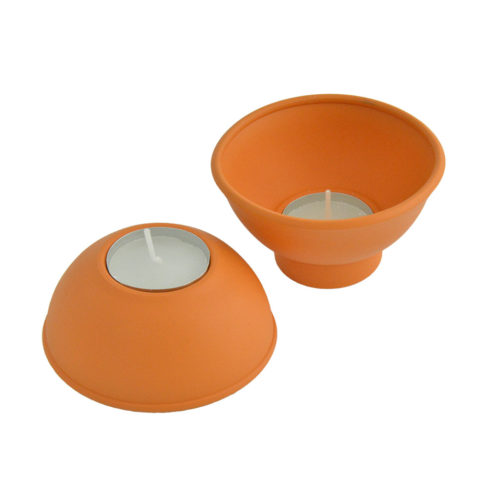 One&Two waxinelicht houders oranje set 2 stuks