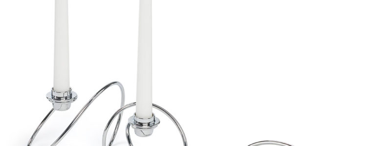 kandelaar dinner Loop chroom + kaarsen dover chroom combiset dinner loop en snuffer