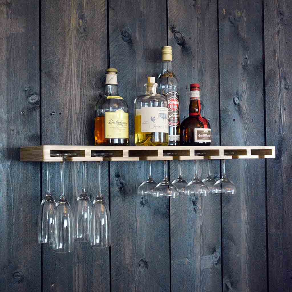 Leeuw van mening zijn Gaan Glass bar plank voor wijnglazen en flessen zwart gebeitst | Handig Cadeau Leeuw van mening zijn Gaan Glass bar plank voor wijnglazen en flessen zwart gebeitst | Handig Cadeau