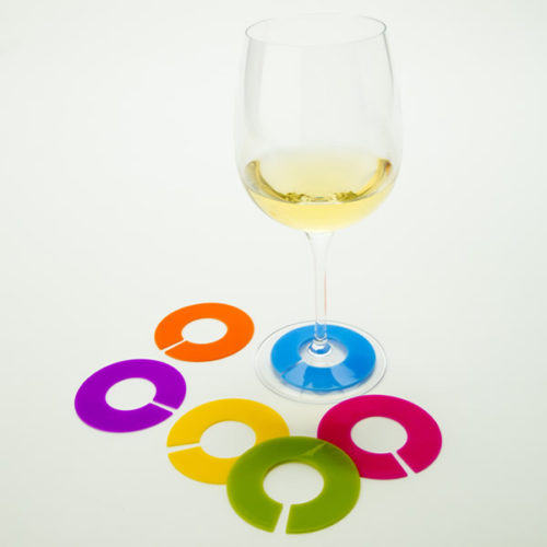 Siliconen wijnglas identifiers effen kleuren | set 6 stuks