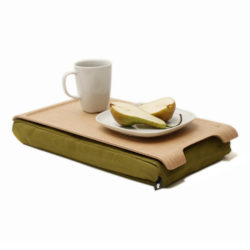 Bosign mini laptray - dienblad met kussen naturel/ olijfgroen