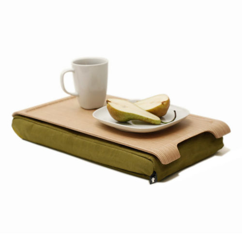 Bosign mini laptray - dienblad met kussen naturel/ olijfgroen
