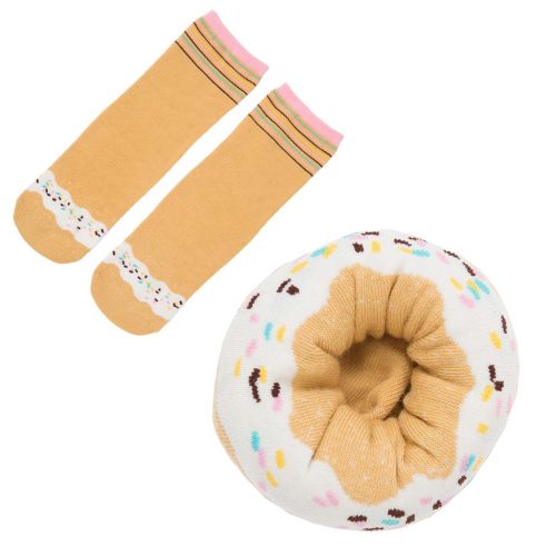 sokken Donut met regenboog sprinkles