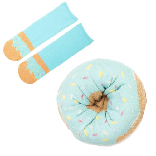 sokken Donut aqua met regenboog sprinkles