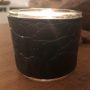 waxinelichthouder glas met leer croco zwart