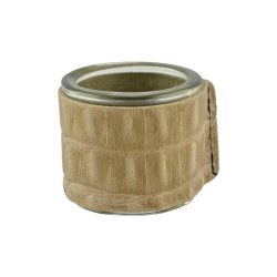 waxinelichthouder glas met croco leer | taupe