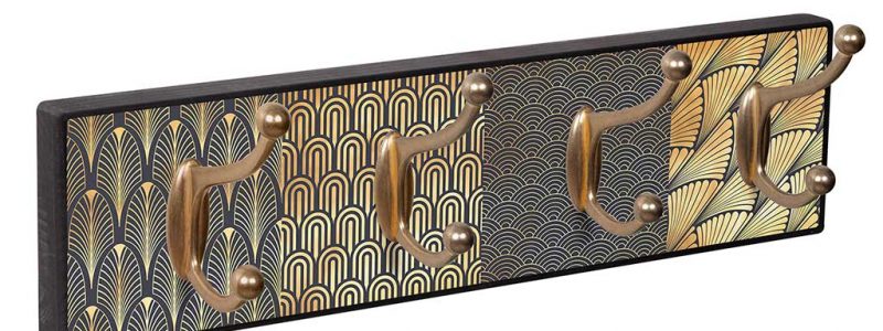 Wandkapstok zwart Assorted Gold | 4 dubbele metalen haken 9321NE38-assorted-gold