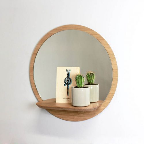 Wandspiegel - Zonsopgang - Eiken fineer / Eiken plankje - Large ø 48 cm - RM Design