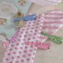 Clippe set 3 clips groen, roze, blauw impressie papier touw