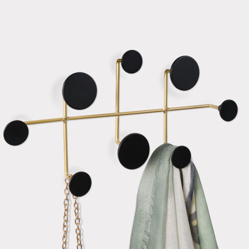 kapstok metaal goud - 8 zwart metalen ronde knoppen - impressie - 9612